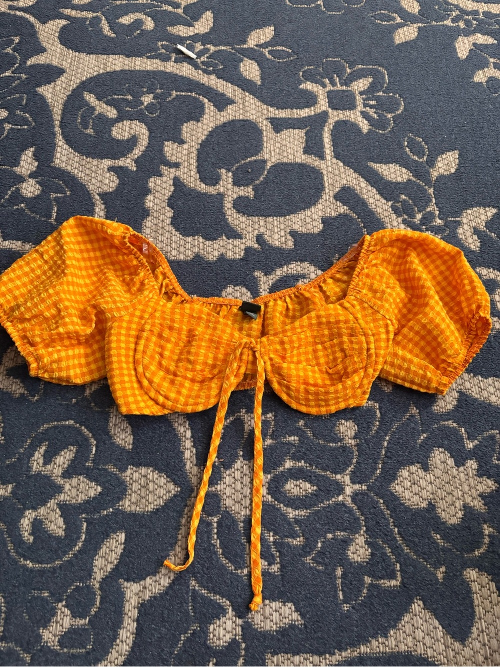 Yellow and Orange Gingham Crop Top